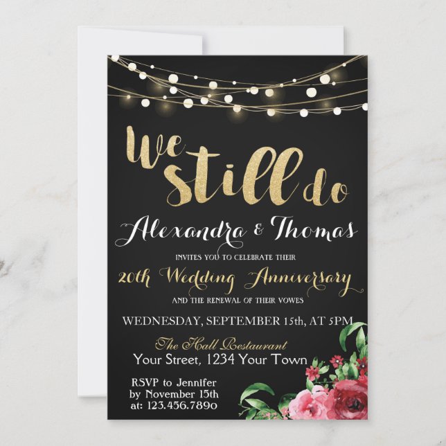 25:e Bröllop-årsdagen, fortfarande firar vi årsdag Inbjudningar (Framsida)