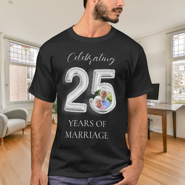25:e bröllop-årsdagen foto av silver Black manar T Shirt (Skapare uppladdad)
