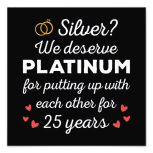 25:e Bröllop-årsdagen I - Silver Funny Couple Fototryck