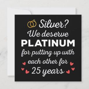 25:e Bröllop-årsdagen I - Silver Funny Couple Inbjudningar