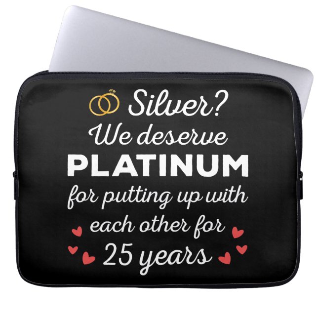 25:e Bröllop-årsdagen I - Silver Funny Couple Laptop Fodral (Framsidan)