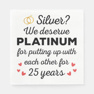 25:e Bröllop-årsdagen I - Silver Funny Couple Pappersservett