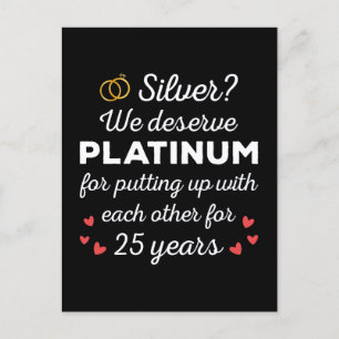 25:e Bröllop-årsdagen I - Silver Funny Couple Vykort