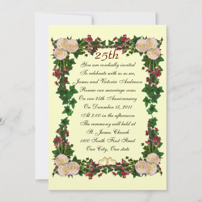 25:e Bröllop-årsdagen - inbjudan till förnyelse (Framsida)