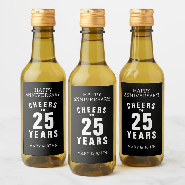 25:e Bröllop-årsdagen Mini Vin Flaska-etiketter Vinetikett (Flaskor)