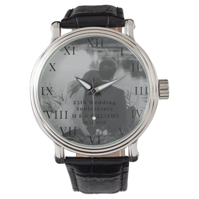 25:e Bröllop-årsdagen Modern foto 50 Armbandsur (Framsida)