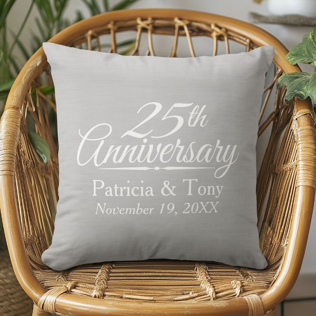 25:e Bröllop-årsdagen Personlig Kudde (Custom Anniversary Pillow)