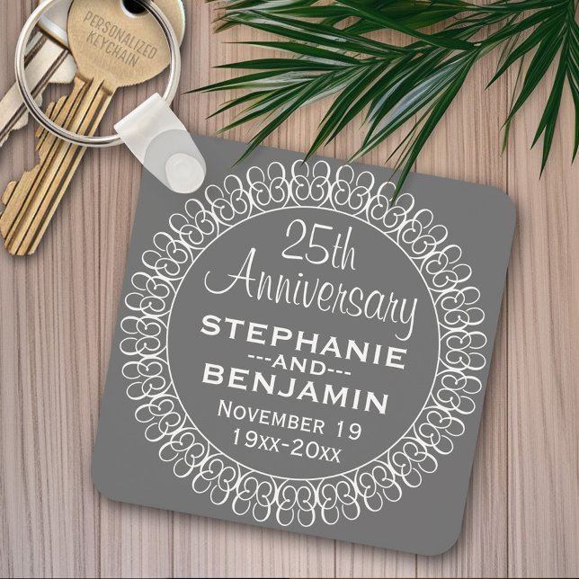 25:e Bröllop-årsdagen Personlig Nyckelring (Personalized keychain -Wedding Anniversary)