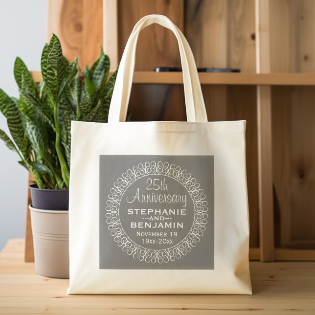 25:e Bröllop-årsdagen Personlig Tygkasse (Personalized Tote Bag - 25th Wedding Anniversary)