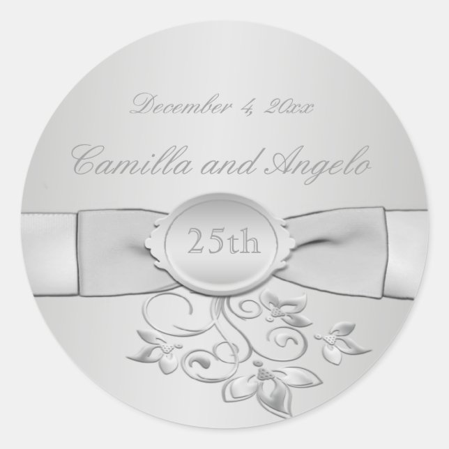 25:e Bröllop-årsdagen Runt Klistermärke (Framsida)