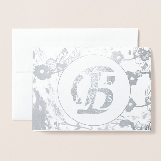 25:e Bröllop-årsdagen Silver Foil Blank Card Folierat Kort (Framsida med kuvert)
