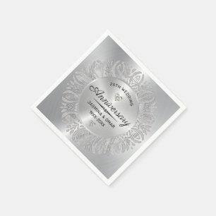 25:e bröllop-årsdagen silver glitter mandala pappersservett