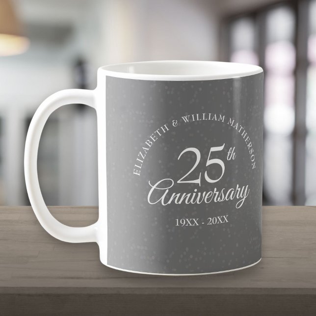 25:e Bröllop-årsdagen Silver Stardust Kaffemugg (25th Wedding Anniversary Silver Stardust)