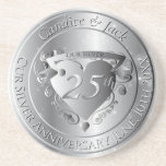 25:e Bröllop-årsdagen Silvery Heart Underlägg<br><div class="desc">Tittar du för den romantiska utformningen för deras 25:e milstolpe på bröllop-årsdagen? Med en aning av 50- och silvrets högdagrar? Då kanske min ursprungliga hjärtsymbol som markerar dagen på underlägg blir precis den gåva du är tittar för!</div>