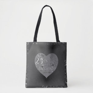 25:e Bröllop-årsdagen Silvery Ro Hearts Tygkasse