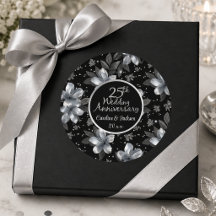 25:e bröllopsdagen Silverglitter Blommig bröllopsj