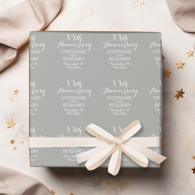 25:e eller annan Personlig för Bröllop-årsdagen Presentpapper (Personalized Wedding Anniversary Wrapping Paper)