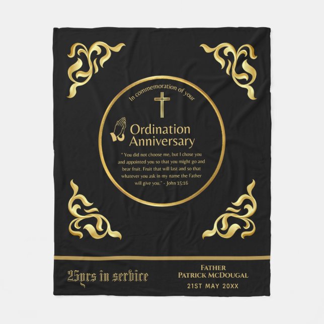 25:e femtionde årsdagen för Priestordination Gift Fleecefilt (Framsidan)