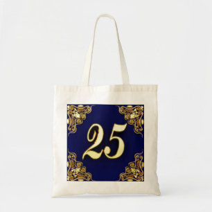 25:e födelsedag eller årsdag Regal Guld och Blue Tygkasse