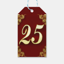 25:e födelsedag eller årsdag Regal Guld och Red Presentetikett