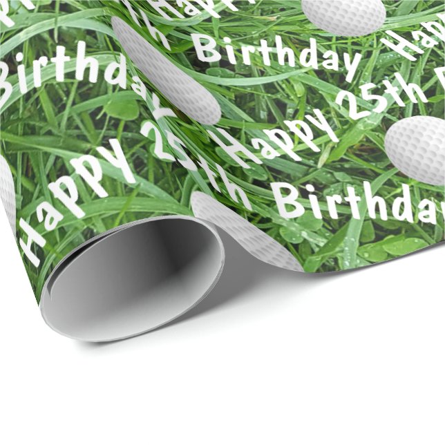 25:e födelsedag Golf Bollar på Pappra för grensinl Presentpapper (Rullad Hörn)