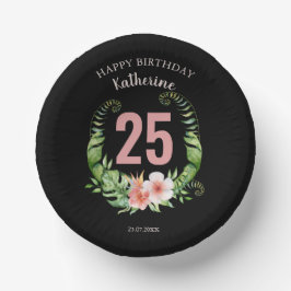 25:e födelsedag med svart Blommigt namn