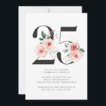 25:e födelsedag Modern Blommigt Ro Guld Grey Inbjudningar<br><div class="desc">Den 25:e födelsedagstidningen Modern Blommigt Ro Guld Grey Bjud in med vattenfärgsblommor från rosan och ro guld accents med grönt innehåll.</div>