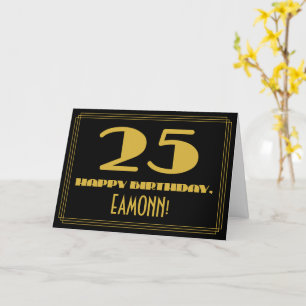 25:e födelsedag: Namn + Art Deco Inspired Titta "2 Kort