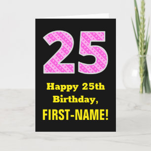 25:e födelsedag: Rosa Rand och örter "25" + Namn Kort
