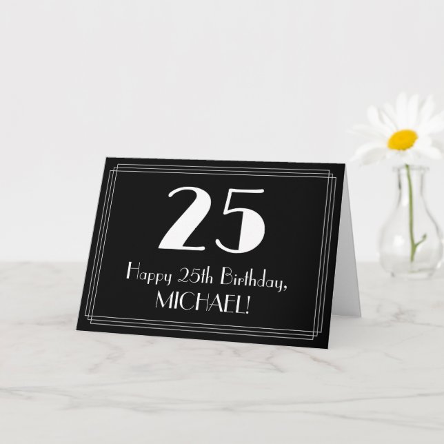 25:e födelsedagen ~ Art Deco Inspired Titta "25",  Kort (Liten växt)