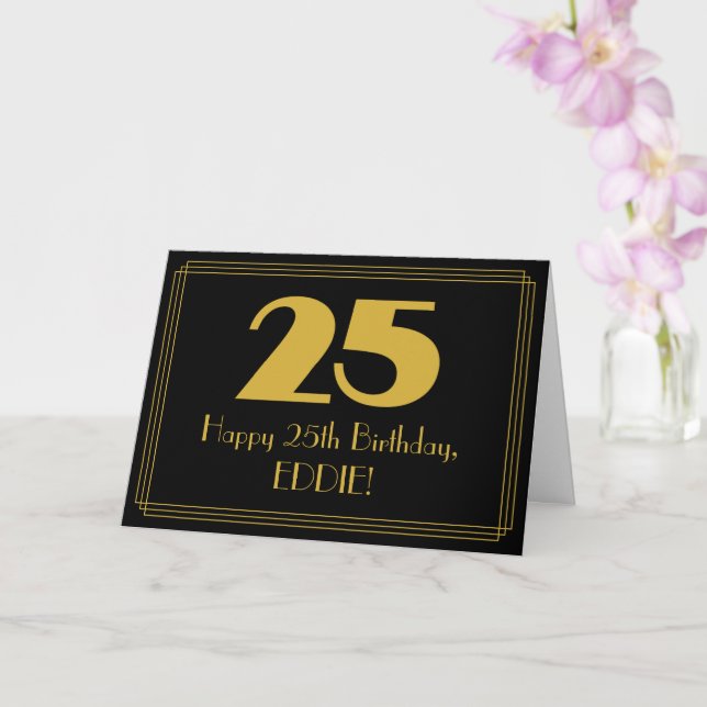 25:e födelsedagen: Art Deco Inspired Titta "25" oc Kort (Orkide)