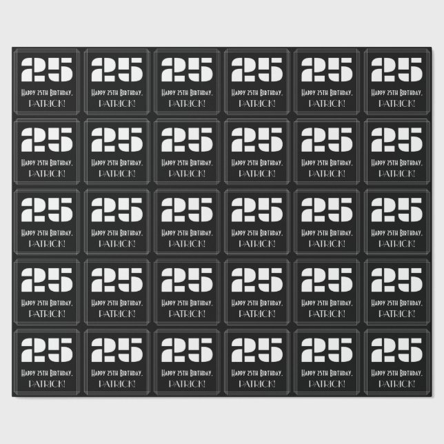 25:e födelsedagen: Art Deco Inspired Titta "25" oc Presentpapper (Seam)