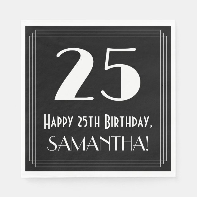25:e födelsedagen ~ Art Deco Inspired Titta "25",  Pappersservett (Framsidan)