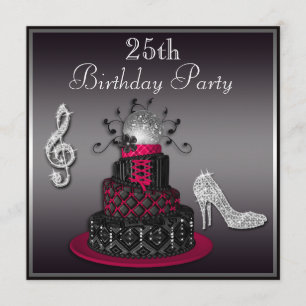 25:e födelsedagen Disco Diva Cake and Heels, Shock Inbjudningar