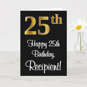 25:e födelsedagen ~ Elegant Luxurious Faux Guld Ti Kort