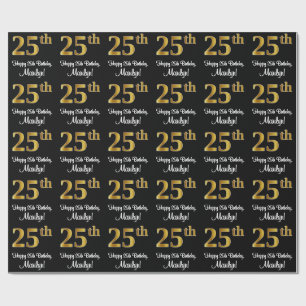25:e födelsedagen: Elegant Luxurious Faux Guld Tit Presentpapper