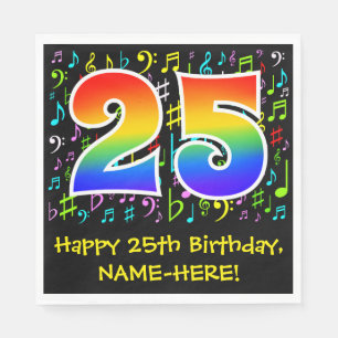 25:e födelsedagen - färgstarka musiksymboler, re pappersservett