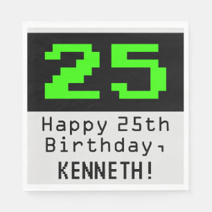 25:e födelsedagen - Nerdy/Geeky Stil "25" och Namn Pappersservett