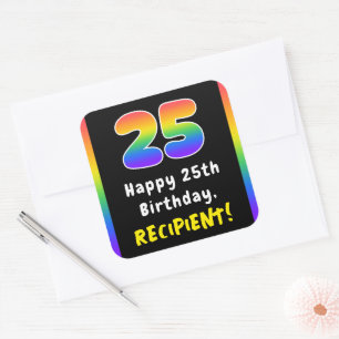 25:e födelsedagen: Rainbow Spectrum nr 25, eget na Fyrkantigt Klistermärke