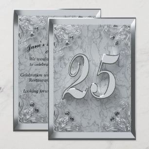 25:e födelsedagen Regal Silver Marble Hälsning ell Inbjudningar