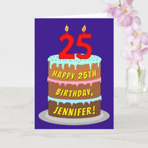 25:e födelsedagen: Roligt Cake and Candles + Custo Kort