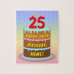 25:e födelsedagen: Roligt Cake and Candles + Custo Pussel