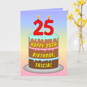 25:e födelsedagen - Roligt Cake & Candles, med ege Kort