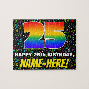 25:e födelsedagen - Roligt, färgstarka musiksymbol Pussel