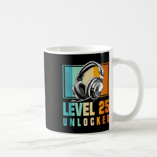25:e födelsedagsdagen Video Gamer Level 25 Olåst B Kaffemugg (Höger)