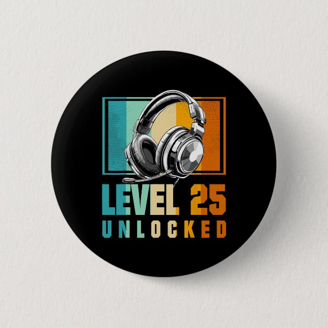 25:e födelsedagsdagen Video Gamer Level 25 Olåst B Knapp (Framsida)