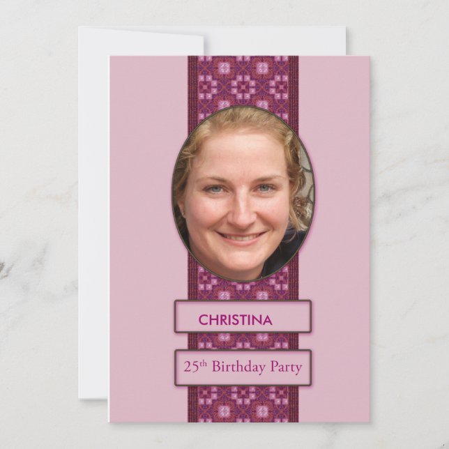 25:e Födelsedagsfest inbjudan Bild och Namn (Framsida)