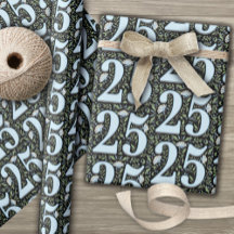 25:e födelsedagsfiligree-Blommigten Typografi