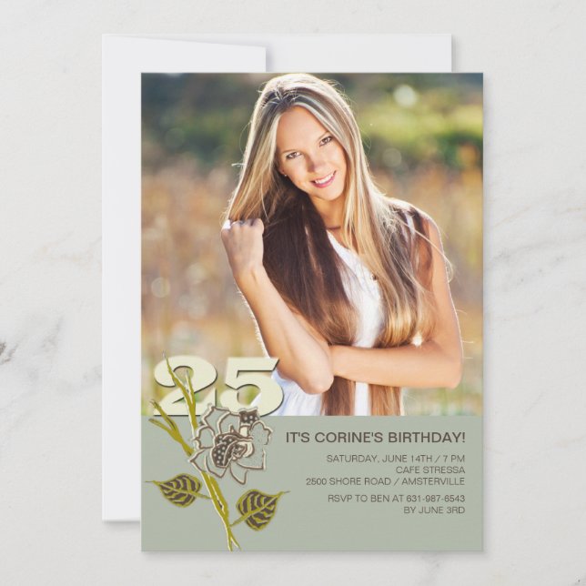 25:e födelsedagsinbjudan till foto inbjudningar (Framsida)