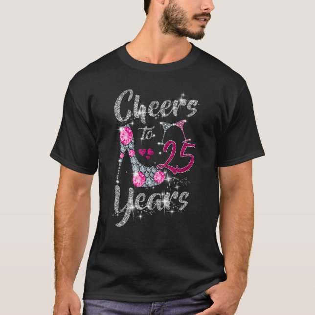 25:e födelsedagskalan till 25 års Vin T Shirt (Framsida)